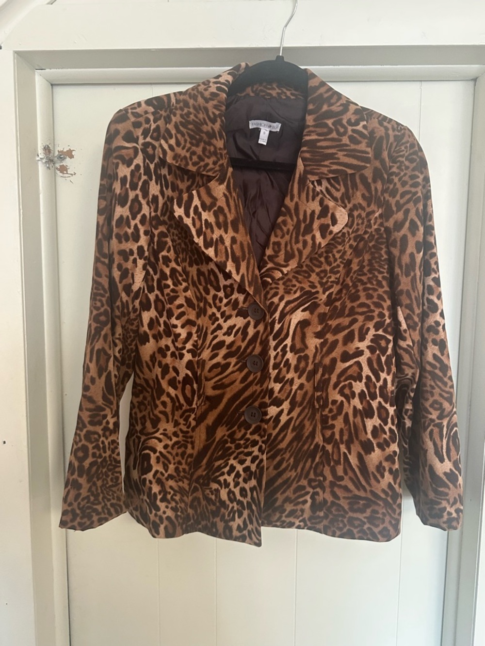 Fashion Bug Leopard Print Blazer in Brown